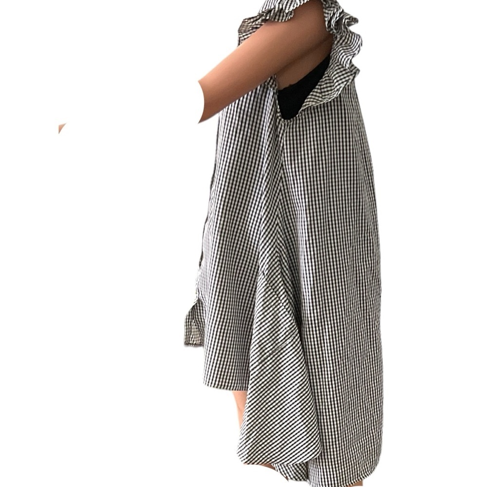 Step In Style Black & White Gingham High-Low Shirt Dress - Picture 4 of 6